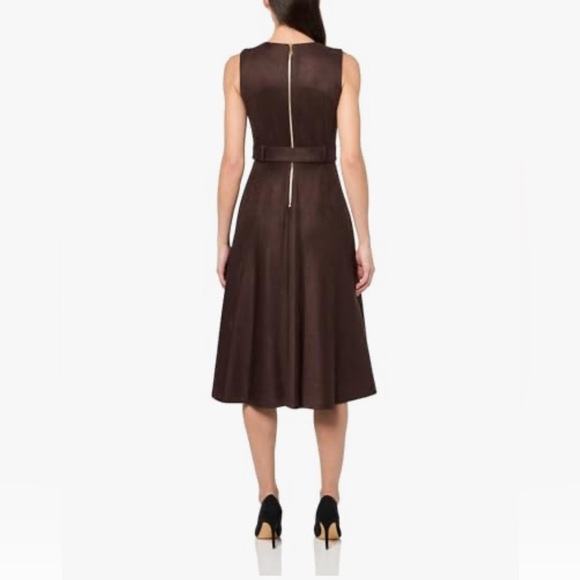 Brand New Calvin Klein Women's Slvless Chocolate Suede Aline Dress - Picture 2 of 15